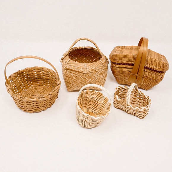 Vintage Other - MINI WICKER picnic basket set of 5 vintage